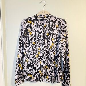Guess Black and White Floral Button Down Shirt